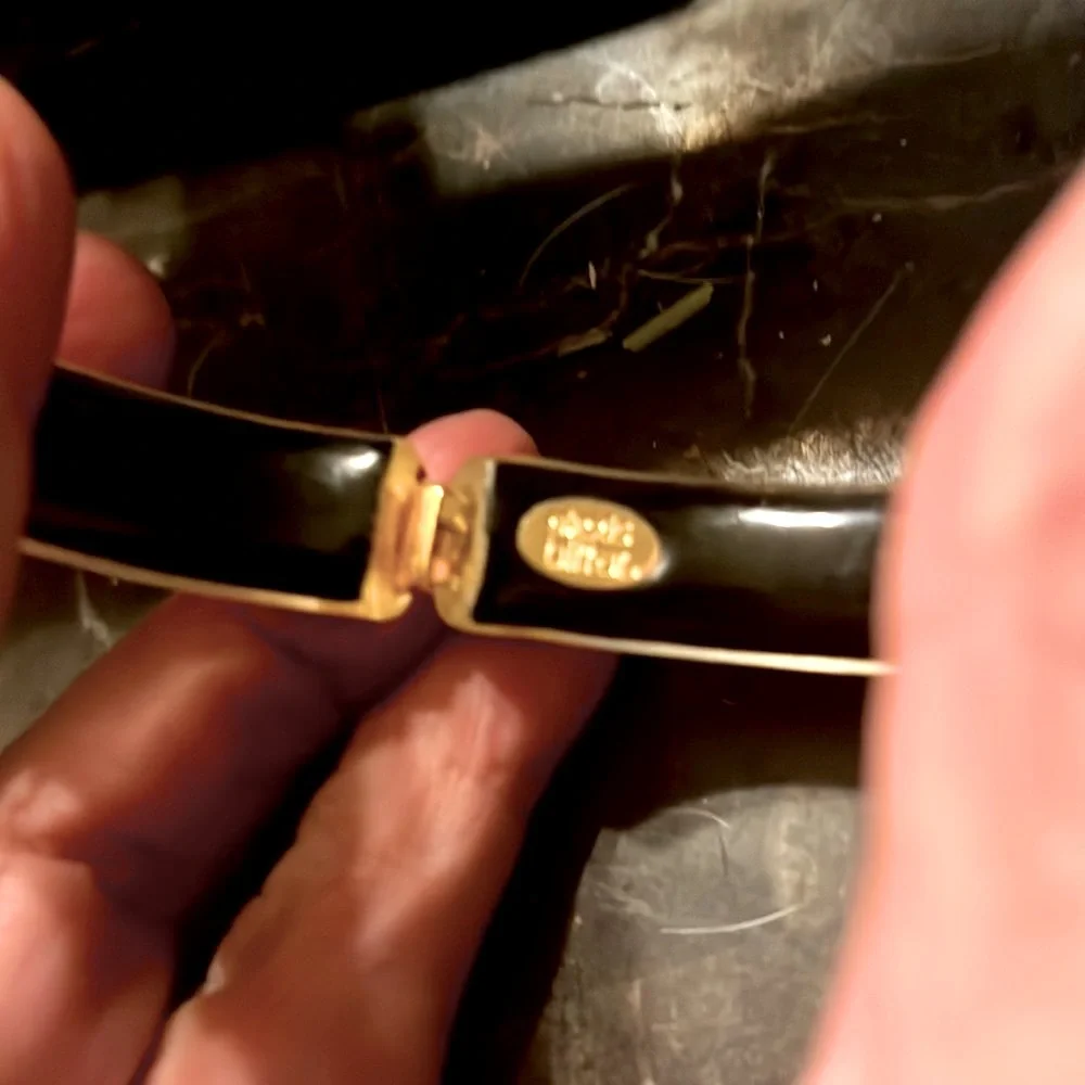 Alexis Bittar Lucite Gold Hinged Bangle with Gold Studs - Picture 5 of 5